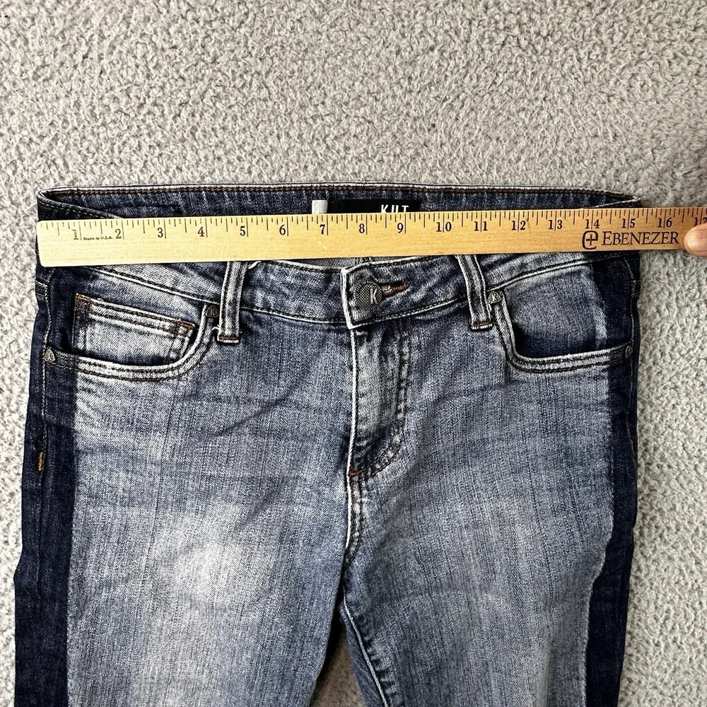 KUT From The Kloth Reese Ankle Straight Leg Jeans Womens Size 4 Two Tone Blue